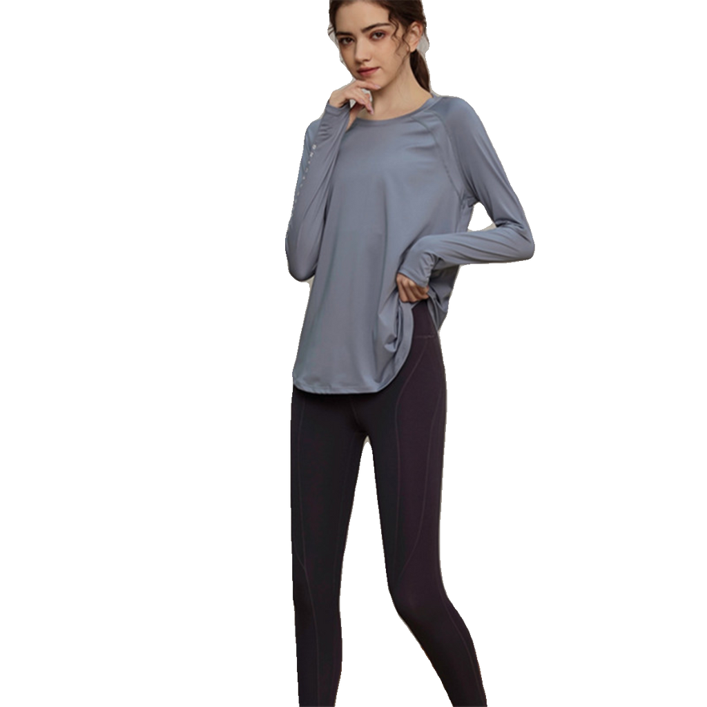 Women's Breathable Oversized Slim-fit Long Sleeve Yoga Top Stretch Training Gym Top Leggings for Date Night Travel Everyday Slimming Weekend Holiday Party