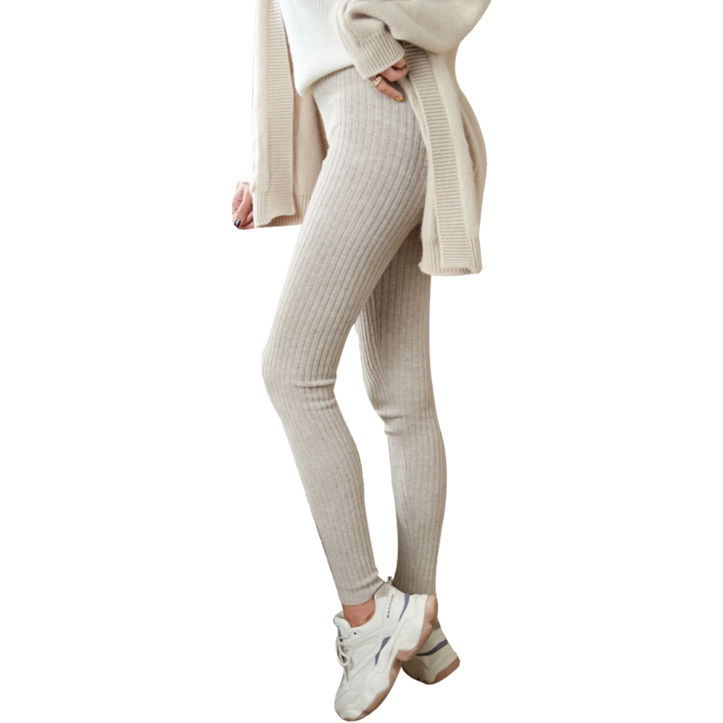 Women's Fall Winter Black Knit Slim-Fit Thickened Fleece-Lined Yoga Leggings High-Waisted Stretch Gym Travel Everyday Weekend