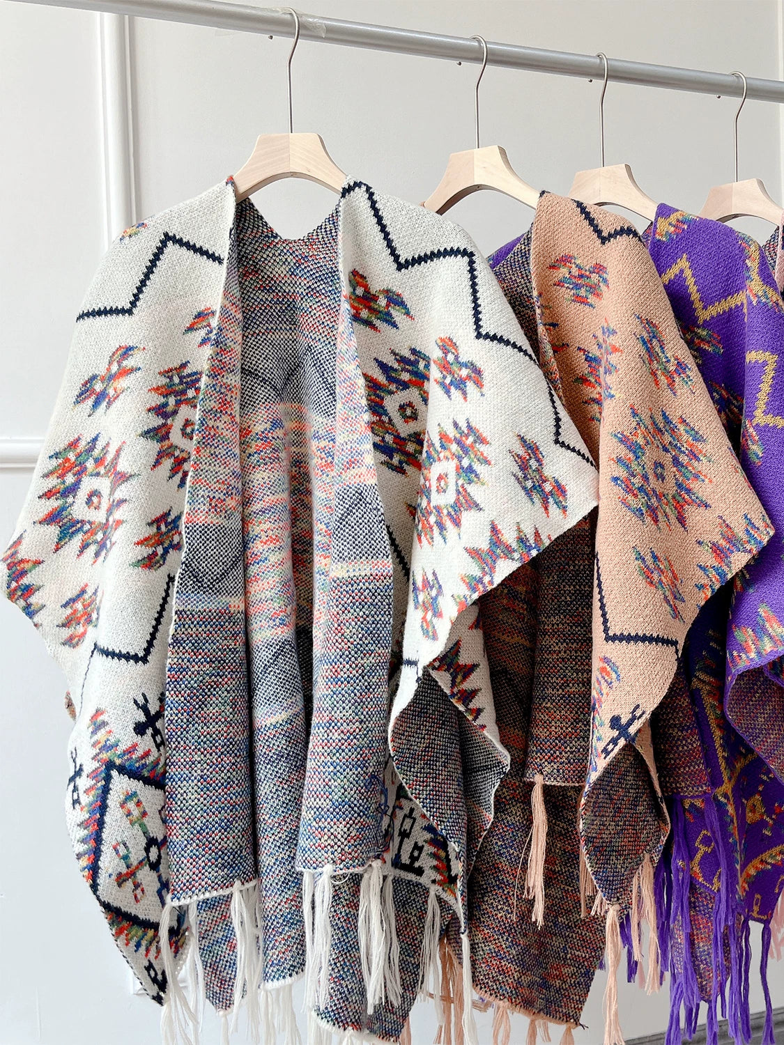 Women's Ethnic Boho Fall Winter Fleece-Lined Oversized Casual Knit Shawl Scarf Wrap Layering for Office and Travel Evening Gift