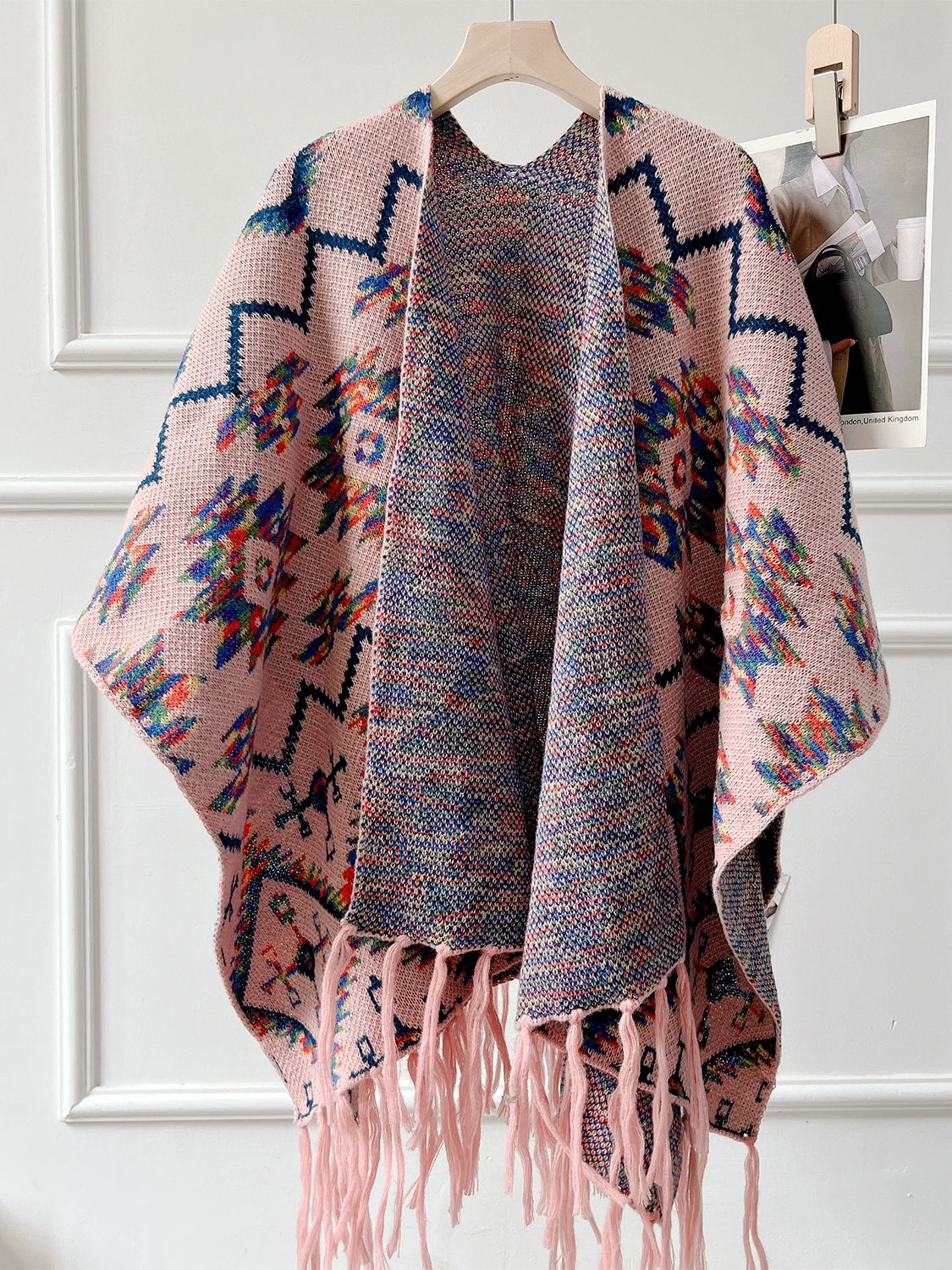 Women's Ethnic Boho Fall Winter Fleece-Lined Oversized Casual Knit Shawl Scarf Wrap Layering for Office and Travel Evening Gift