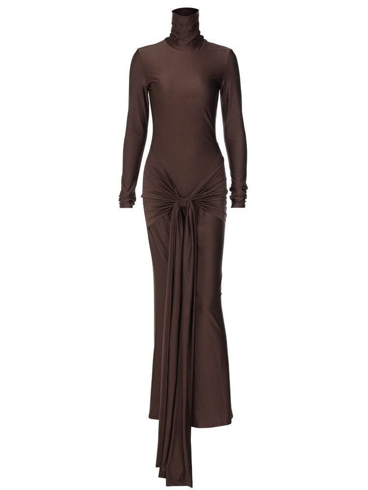 Women's Turtleneck Summer Slim-Fit Longline Long Sleeve French-Inspired Dress Party Evening Outfit Day Spring for Office Wedding Guest Date Night Summer Travel