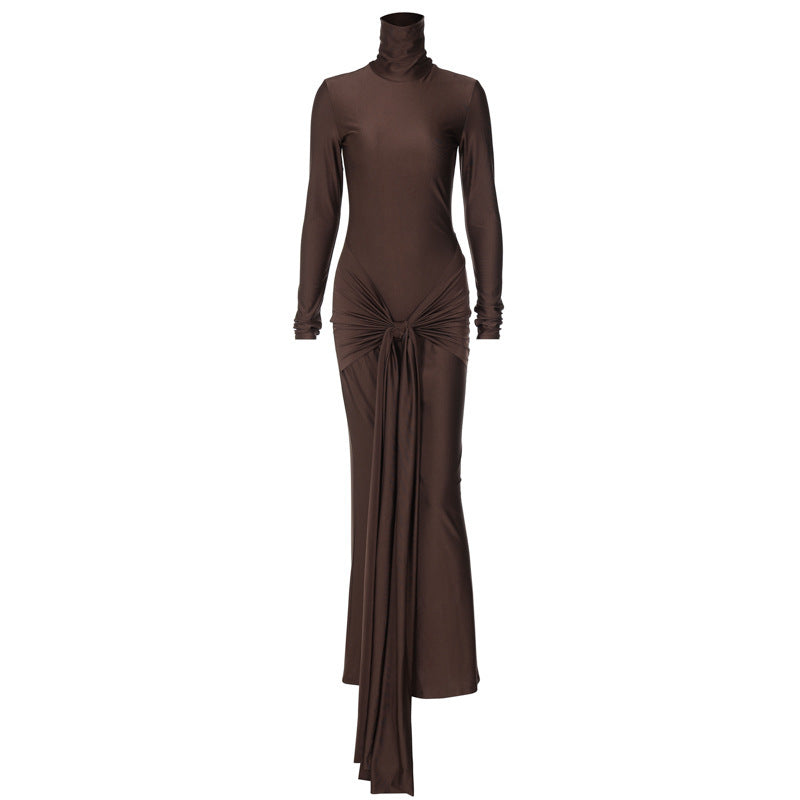 Women's Turtleneck Summer Slim-Fit Longline Long Sleeve French-Inspired Dress Party Evening Outfit Day Spring for Office Wedding Guest Date Night Summer Travel