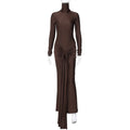Women's Turtleneck Summer Slim-Fit Longline Long Sleeve French-Inspired Dress Party Evening Outfit Day Spring for Office Wedding Guest Date Night Summer Travel