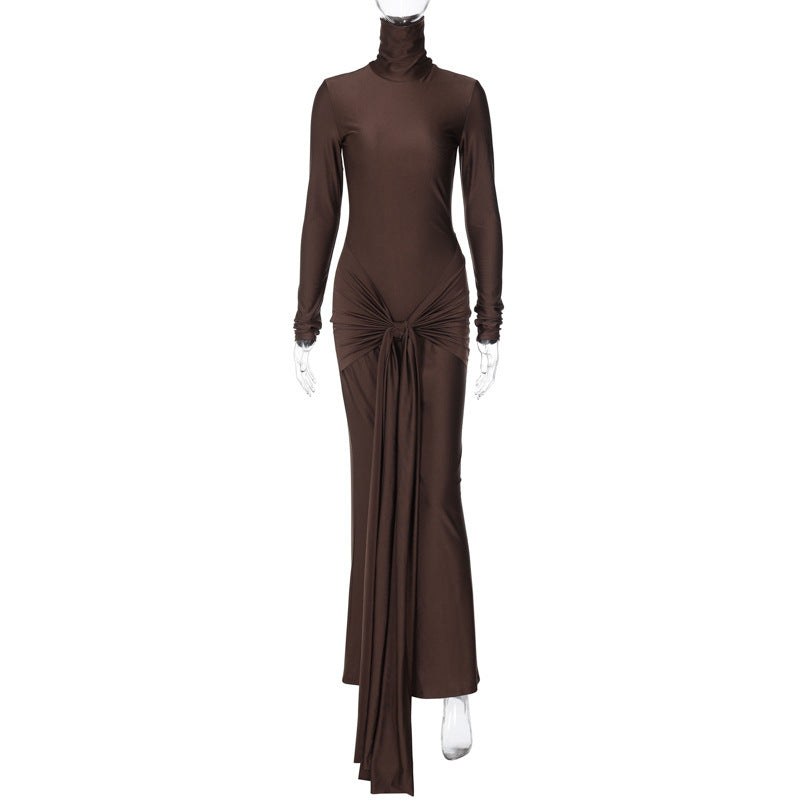 Women's Turtleneck Summer Slim-Fit Longline Long Sleeve French-Inspired Dress Party Evening Outfit Day Spring for Office Wedding Guest Date Night Summer Travel