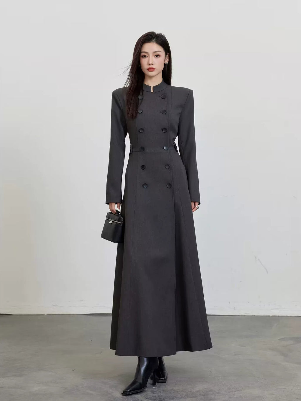 Women's Slim-Waist Double-Breasted Mandarin Collar Chinese-Style Dress Party Evening Outfit Day for Office Wedding Guest Date Night Business Casual Travel