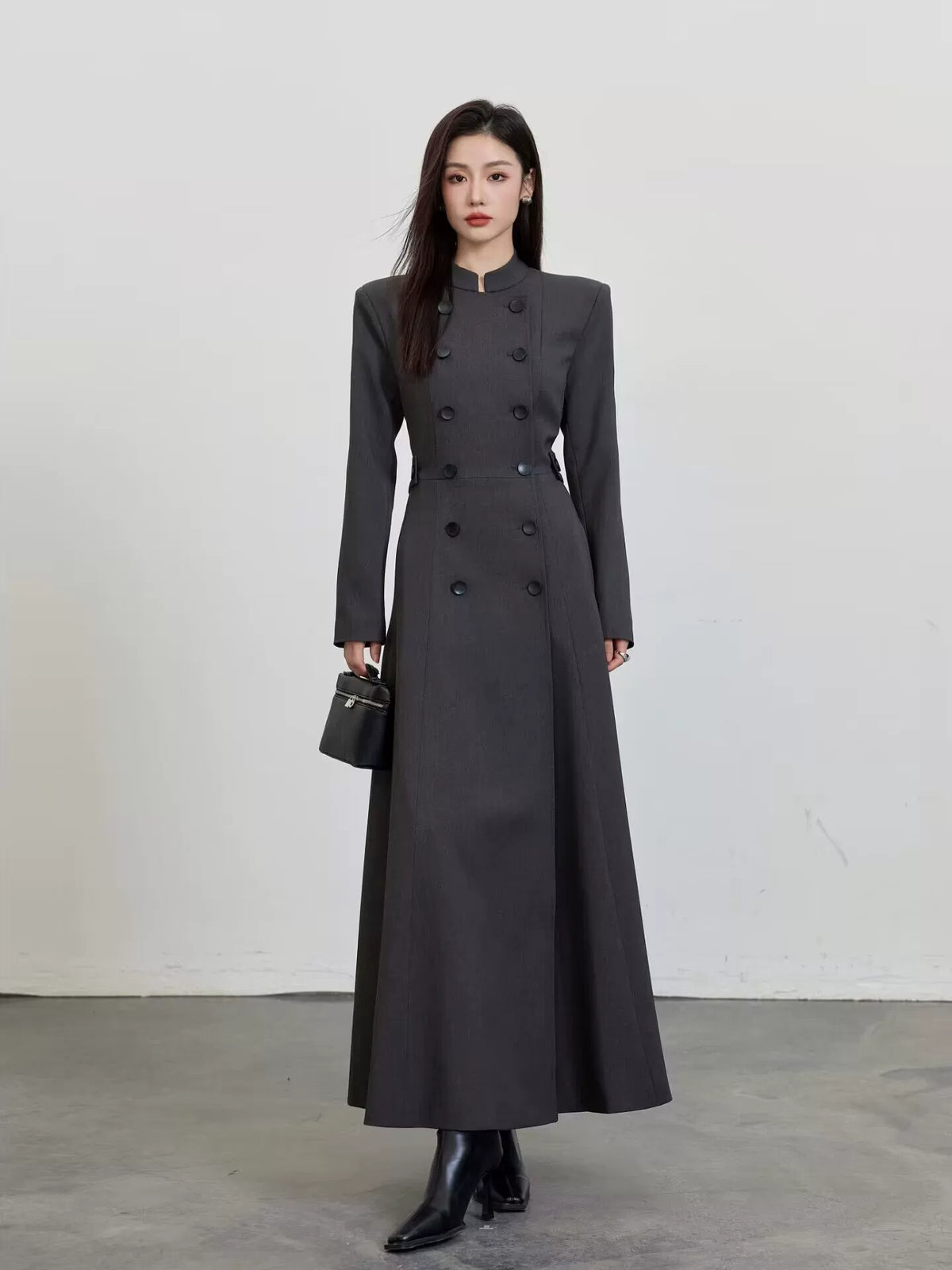 Women's Slim-Waist Double-Breasted Mandarin Collar Chinese-Style Dress Party Evening Outfit Day for Office Wedding Guest Date Night Business Casual Travel