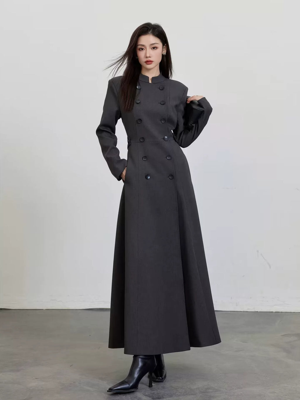 Women's Slim-Waist Double-Breasted Mandarin Collar Chinese-Style Dress Party Evening Outfit Day for Office Wedding Guest Date Night Business Casual Travel