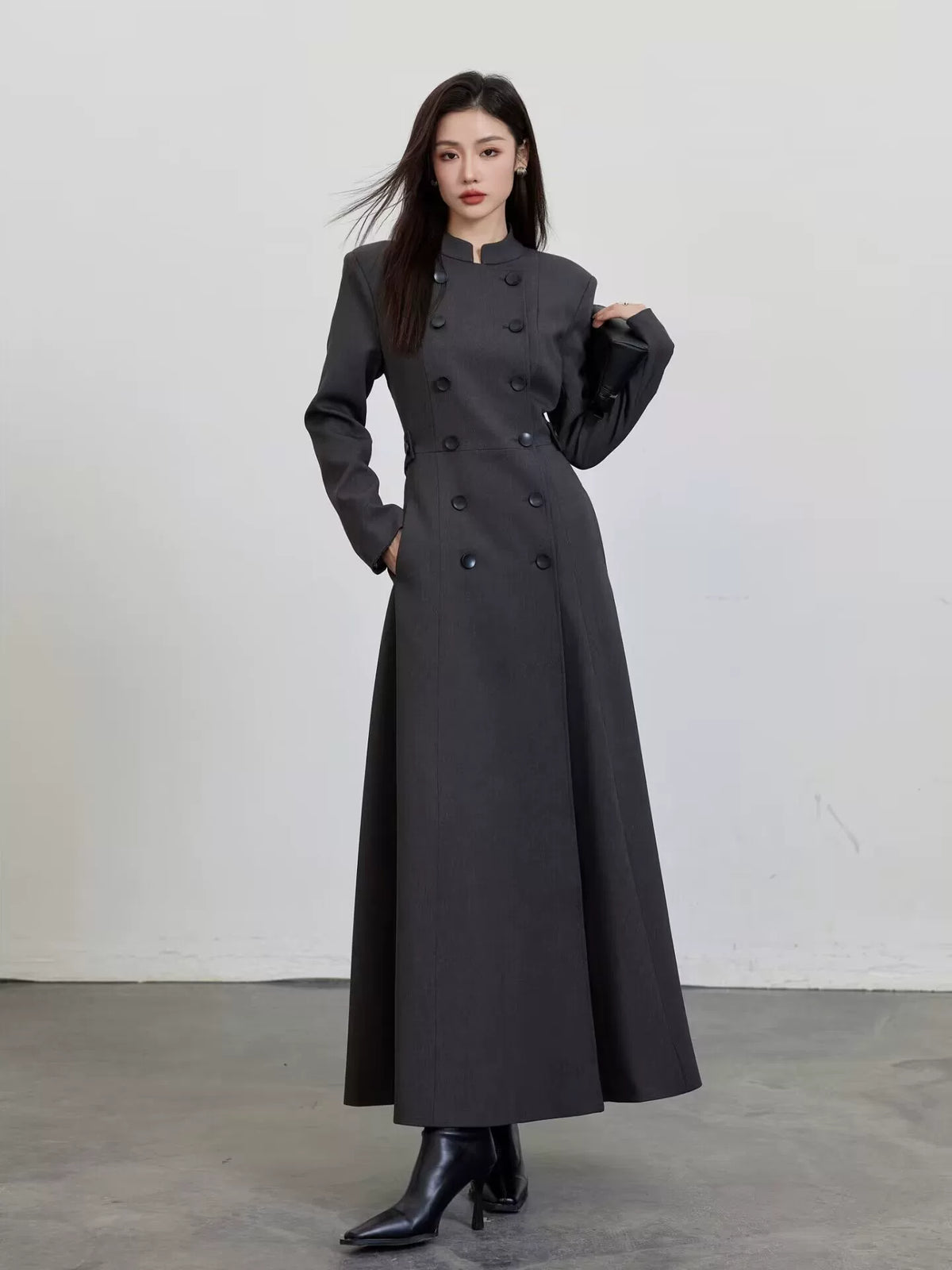 Women's Slim-Waist Double-Breasted Mandarin Collar Chinese-Style Dress Party Evening Outfit Day for Office Wedding Guest Date Night Business Casual Travel