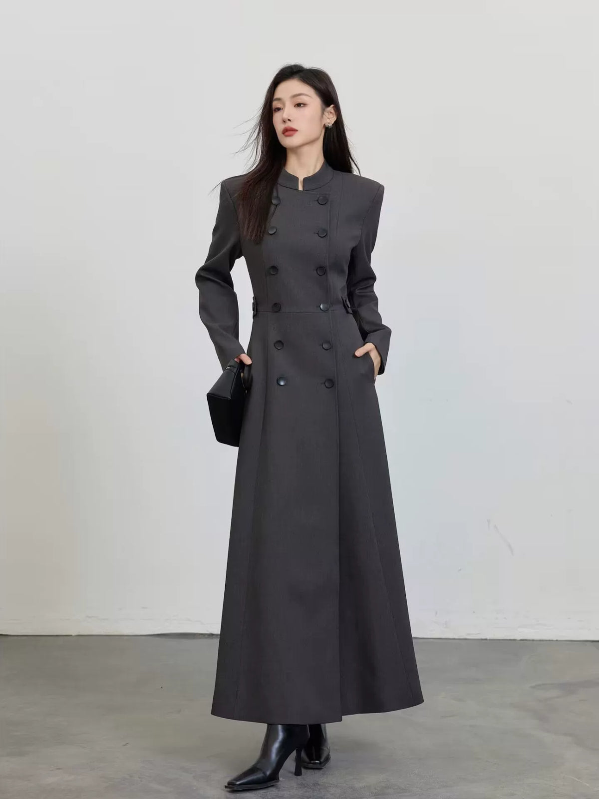 Women's Slim-Waist Double-Breasted Mandarin Collar Chinese-Style Dress Party Evening Outfit Day for Office Wedding Guest Date Night Business Casual Travel