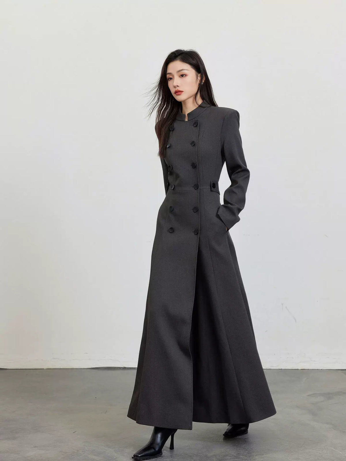 Women's Slim-Waist Double-Breasted Mandarin Collar Chinese-Style Dress Party Evening Outfit Day for Office Wedding Guest Date Night Business Casual Travel