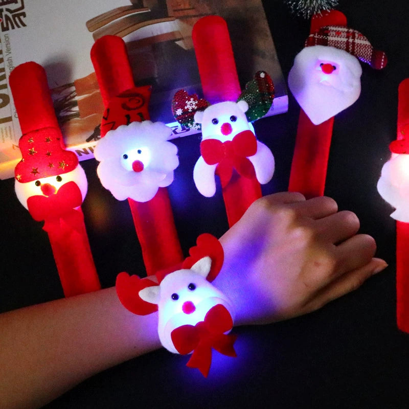 LED Santa Slap Bracelet, Light-Up Christmas Party Favor and Fun Holiday Gift for Kids
