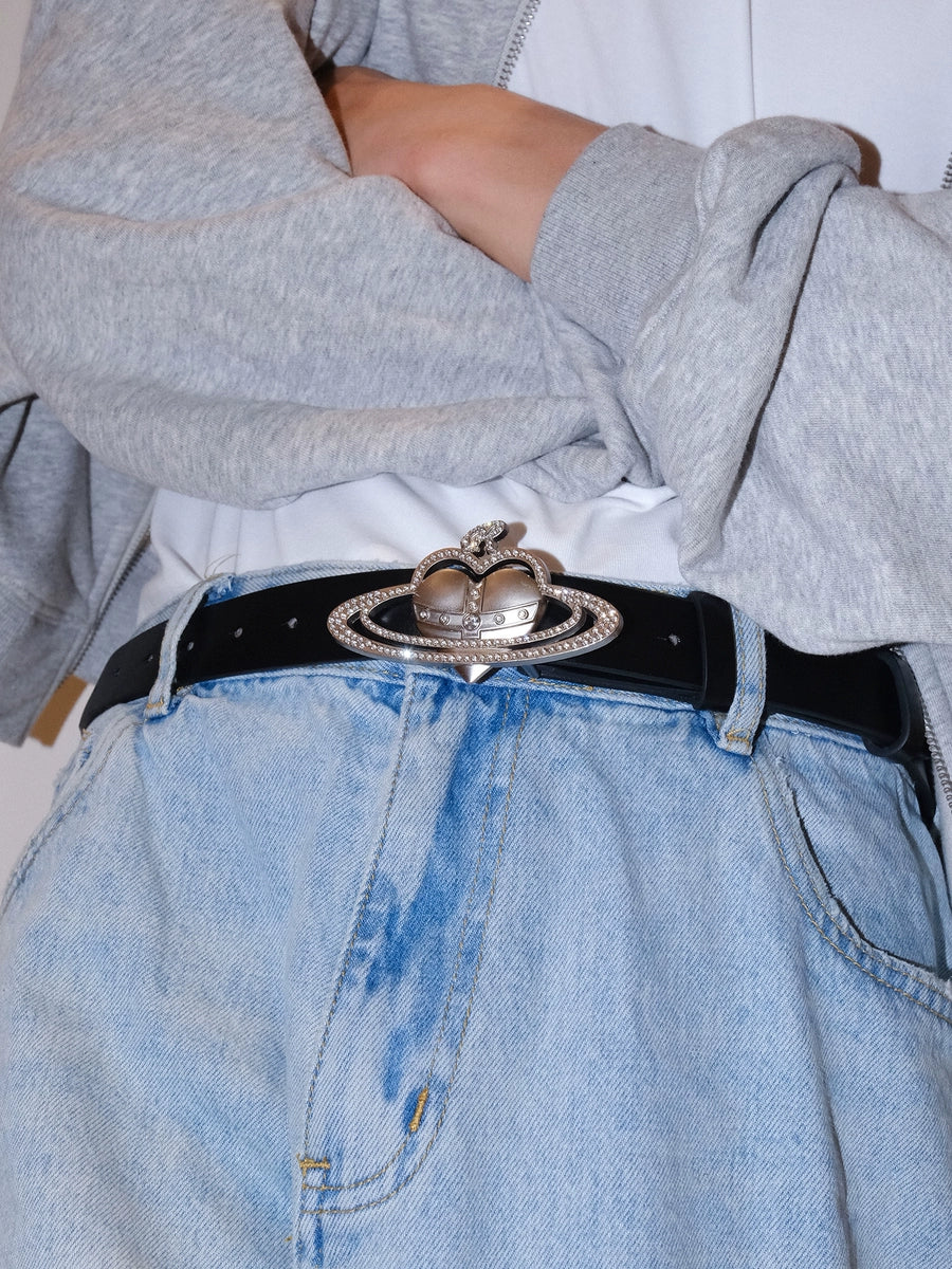 Women's Punk Subculture Heart Crystal Everyday Jeans Belt for Date Night Gift Party Designer Versatile Office Vacation