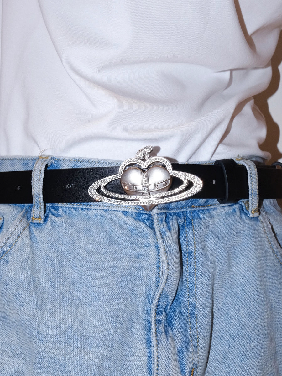 Women's Punk Subculture Heart Crystal Everyday Jeans Belt for Date Night Gift Party Designer Versatile Office Vacation