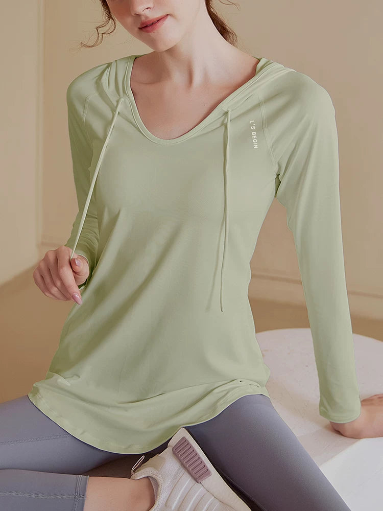 Women's Slim-fit Longline Hooded Long Sleeve Yoga Top Stretch Training Gym Top Leggings for Date Night Travel Everyday Slimming Weekend Holiday Party