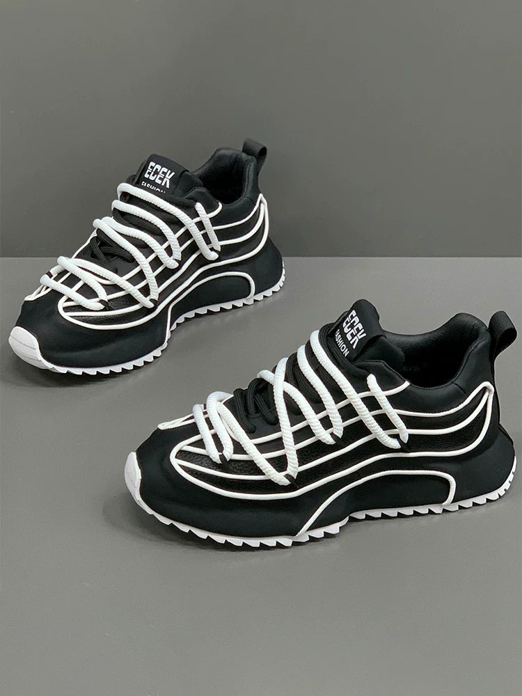 Hidden Lift Leather Dad Sneakers for Men