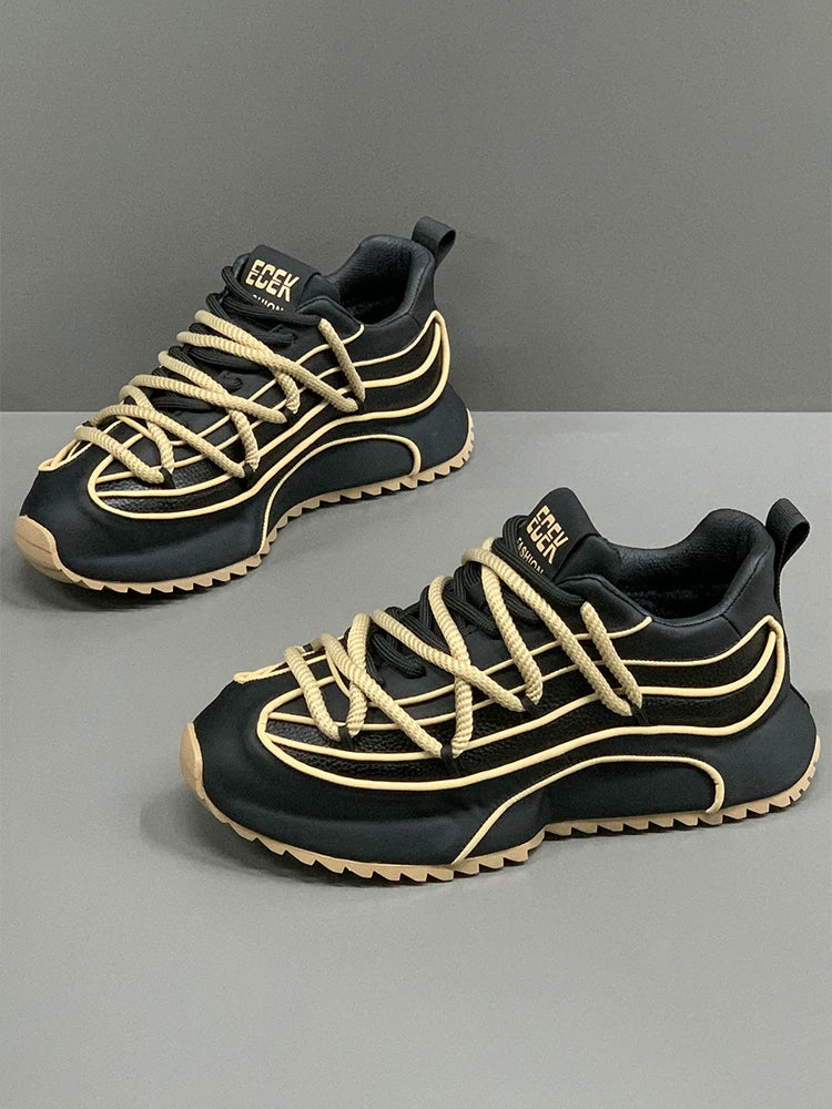 Hidden Lift Leather Dad Sneakers for Men