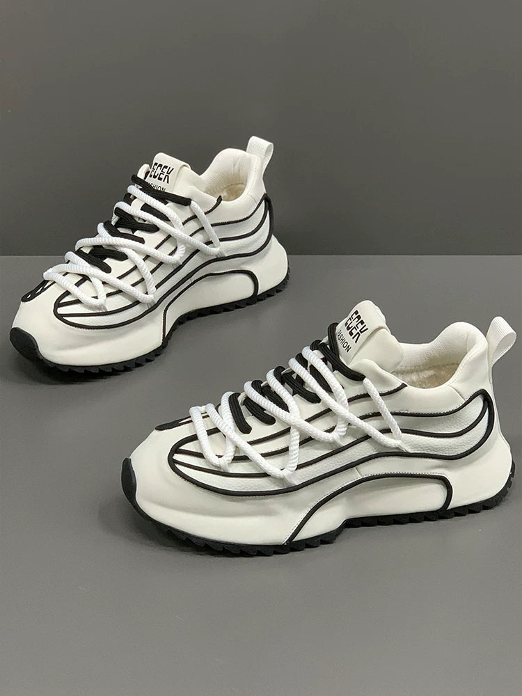 Hidden Lift Leather Dad Sneakers for Men