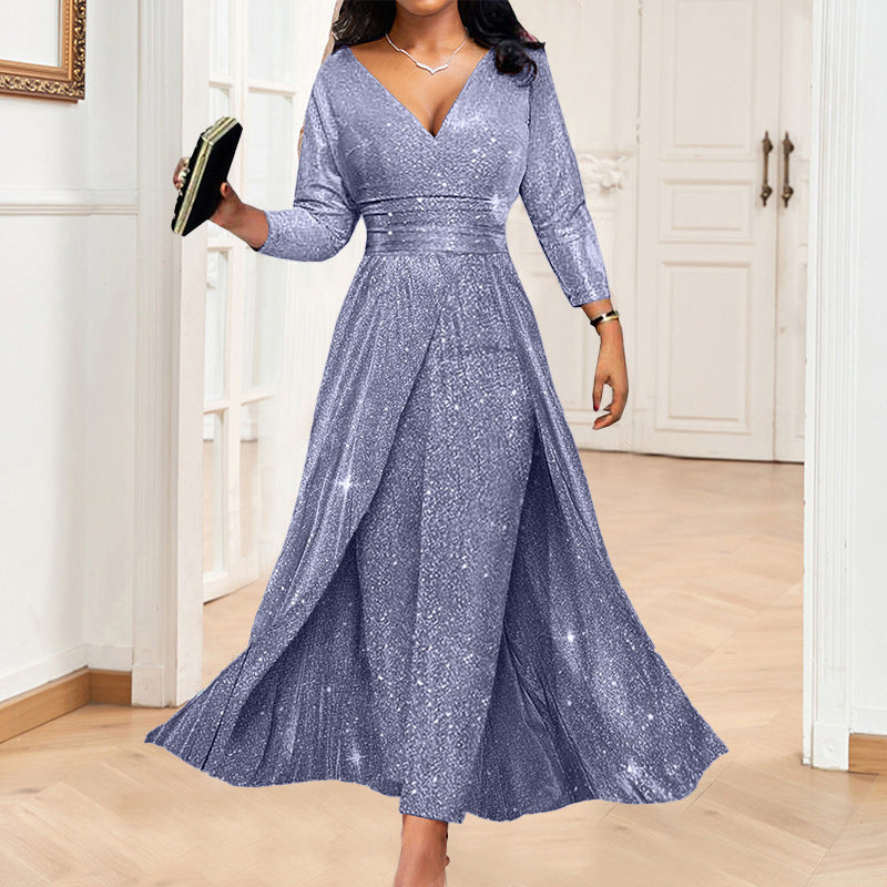 Women's Glitter Party Jumpsuit Sleeveless Overall Romper for Office Outfits Date Night Wedding Guest Casual Wear Weekend