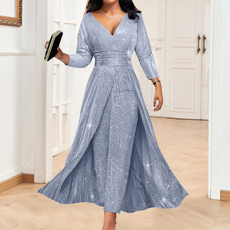 Women's Glitter Party Jumpsuit Sleeveless Overall Romper for Office Outfits Date Night Wedding Guest Casual Wear Weekend