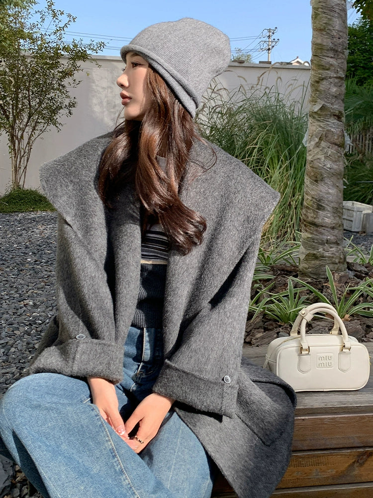 Women's Wool Fall Winter Slim-Fit Longline Midi Coat Wrap for Cold Weather Travel Office Holiday Date Night