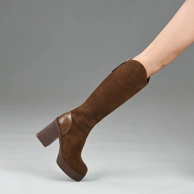 Women's Fall Winter Chunky Sole Round Toe Block Heel High Heel Zip Heels Pumps Wedding Guest Cocktail Party