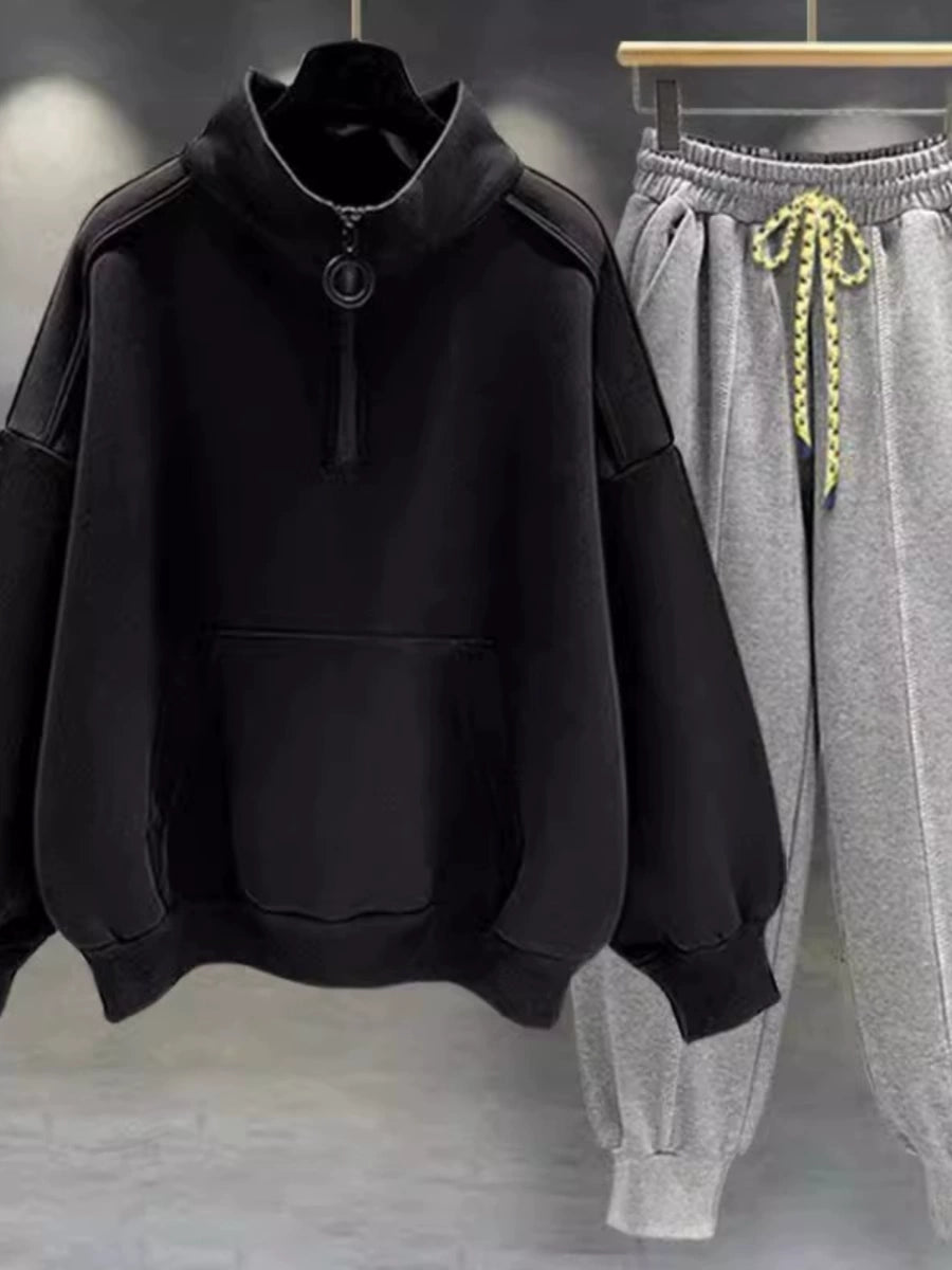 Men's Turtleneck Fall Winter Fleece-Lined Oversized Korean-Style Casual Hoodie Sweatshirt for Layering in Spring Streetwear Travel and Weekend