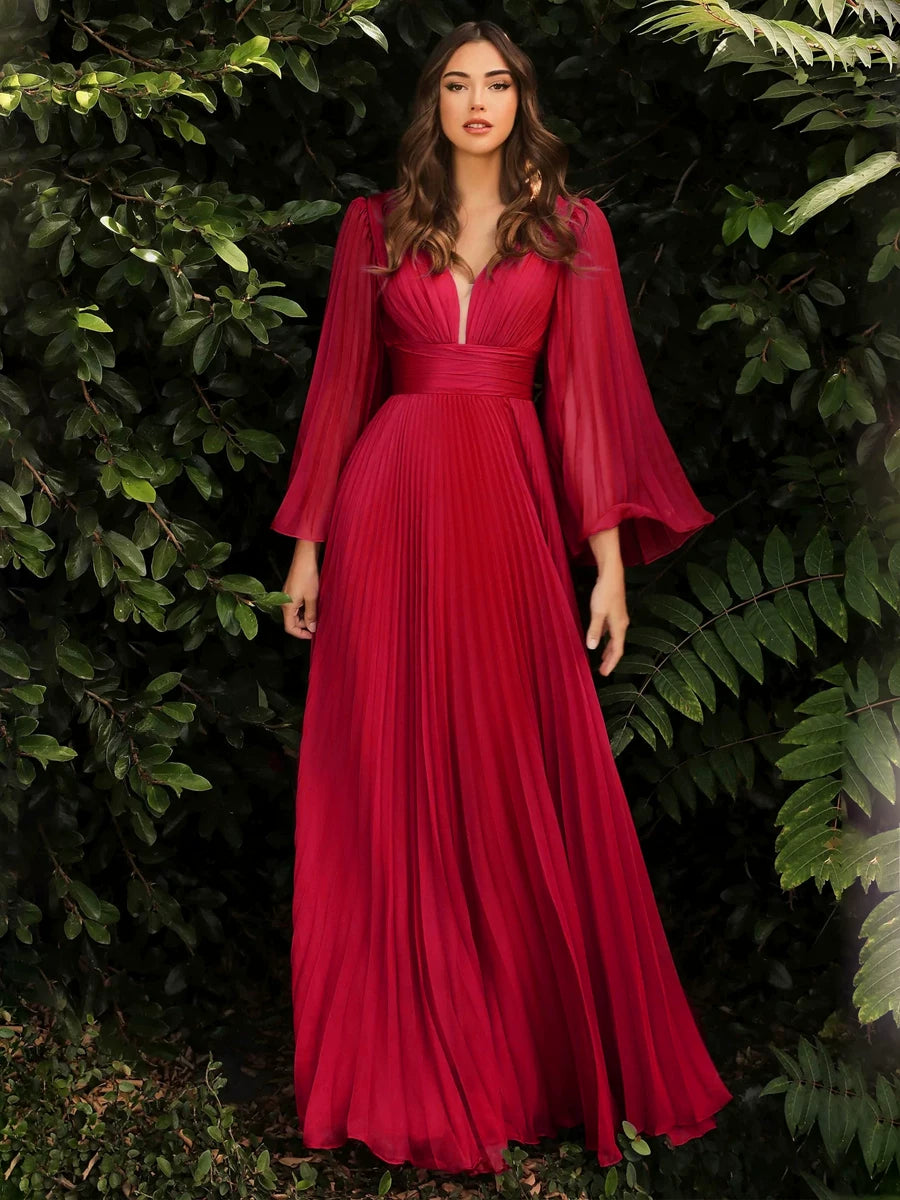 Women's V-Neck Slim-Waist Open-Back Maxi Slim-Fit Evening Dress Formal Midi Dress
