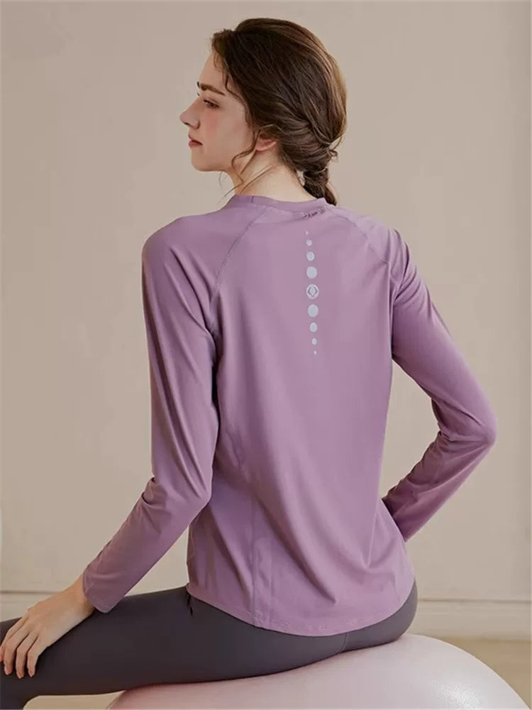 Women's Fall Winter Breathable Oversized Slim-fit Long Sleeve Yoga Top Stretch Training Gym Top Leggings Travel Everyday Slimming Weekend