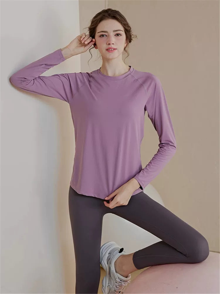 Women's Fall Winter Breathable Oversized Slim-fit Long Sleeve Yoga Top Stretch Training Gym Top Leggings Travel Everyday Slimming Weekend