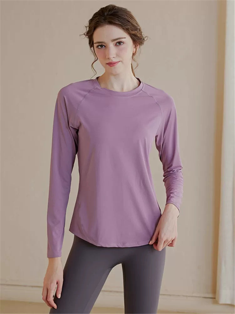 Women's Fall Winter Breathable Oversized Slim-fit Long Sleeve Yoga Top Stretch Training Gym Top Leggings Travel Everyday Slimming Weekend