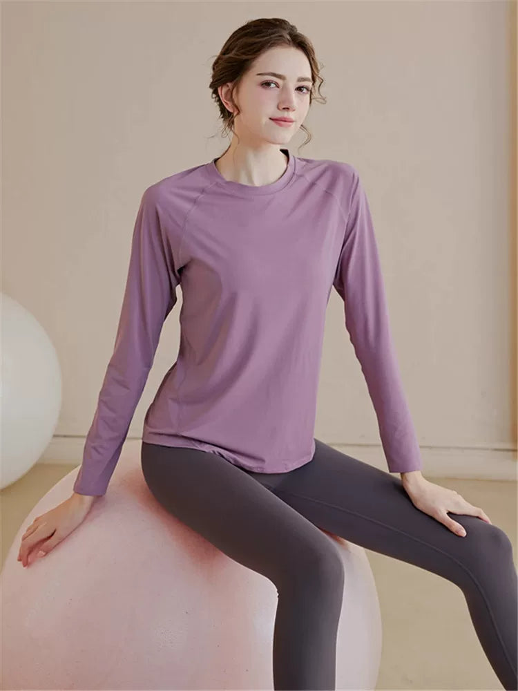 Women's Fall Winter Breathable Oversized Slim-fit Long Sleeve Yoga Top Stretch Training Gym Top Leggings Travel Everyday Slimming Weekend