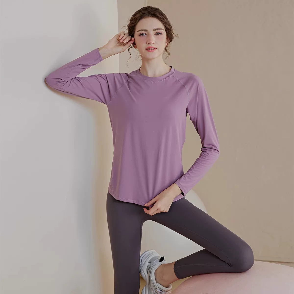 Women's Fall Winter Breathable Oversized Slim-fit Long Sleeve Yoga Top Stretch Training Gym Top Leggings Travel Everyday Slimming Weekend
