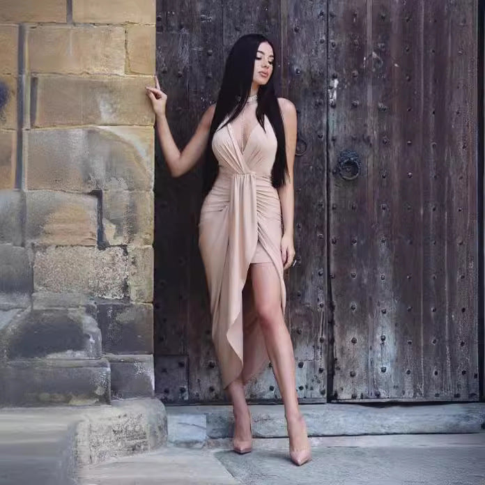 Women's Slit Midi Dress Office Casual Dress for Wedding Guest Date Night Business Summer Travel Cocktail Party