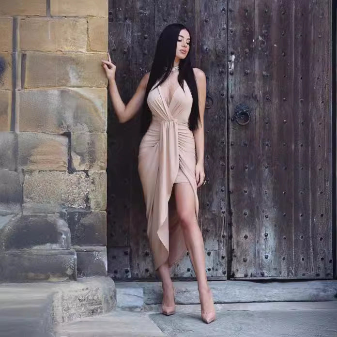 Women's Slit Midi Dress Office Casual Dress for Wedding Guest Date Night Business Summer Travel Cocktail Party
