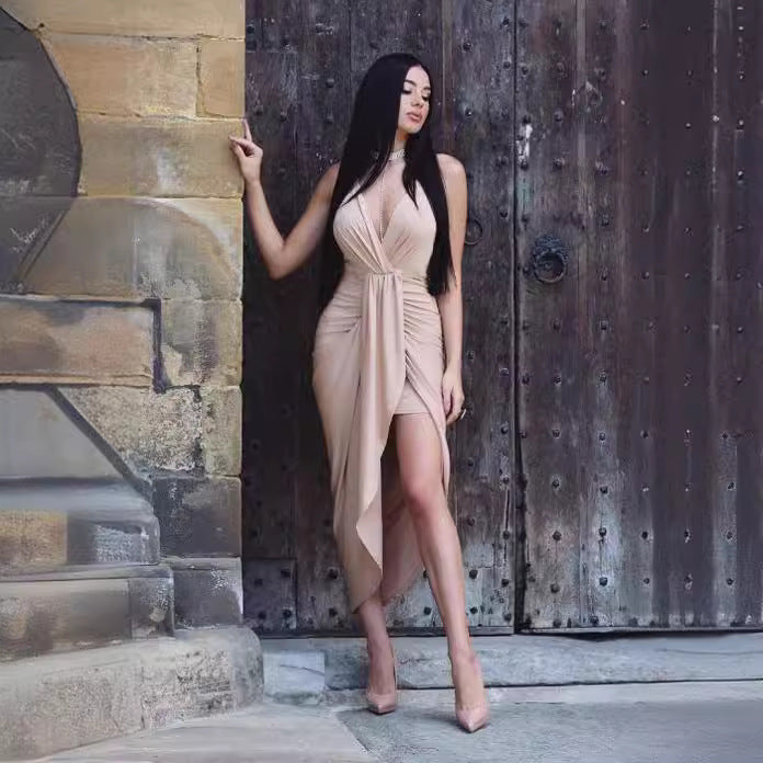 Women's Slit Midi Dress Office Casual Dress for Wedding Guest Date Night Business Summer Travel Cocktail Party