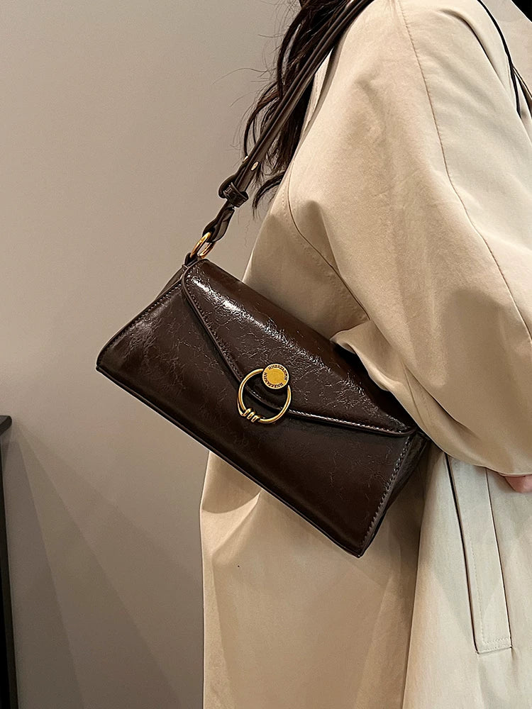 Women's Spring Summer Brown-tone Retro Baguette Bag Small Shoulder Purse Work Travel Everyday Purse