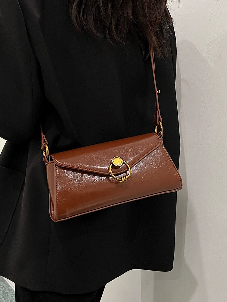Women's Spring Summer Brown-tone Retro Baguette Bag Small Shoulder Purse Work Travel Everyday Purse