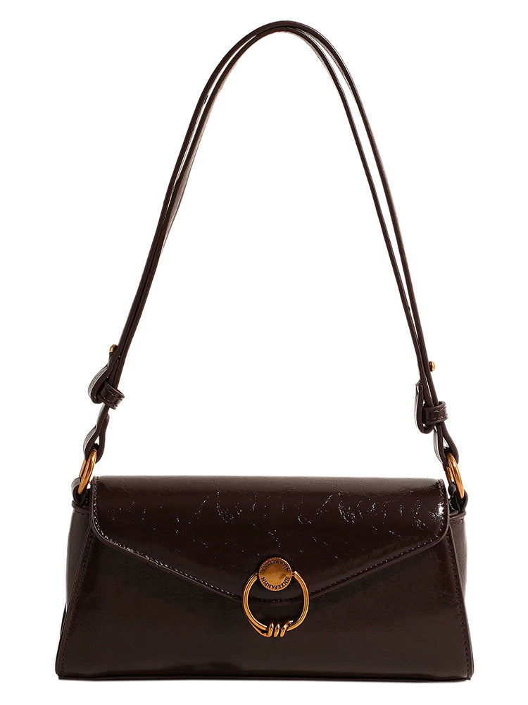 Women's Spring Summer Brown-tone Retro Baguette Bag Small Shoulder Purse Work Travel Everyday Purse