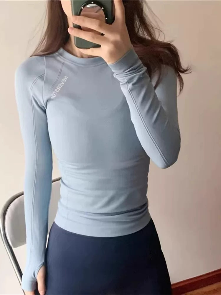 Women's Slim-fit Long Sleeve Yoga Top Stretch Training Gym Top Leggings for Date Night Travel Everyday Slimming Weekend Holiday Party