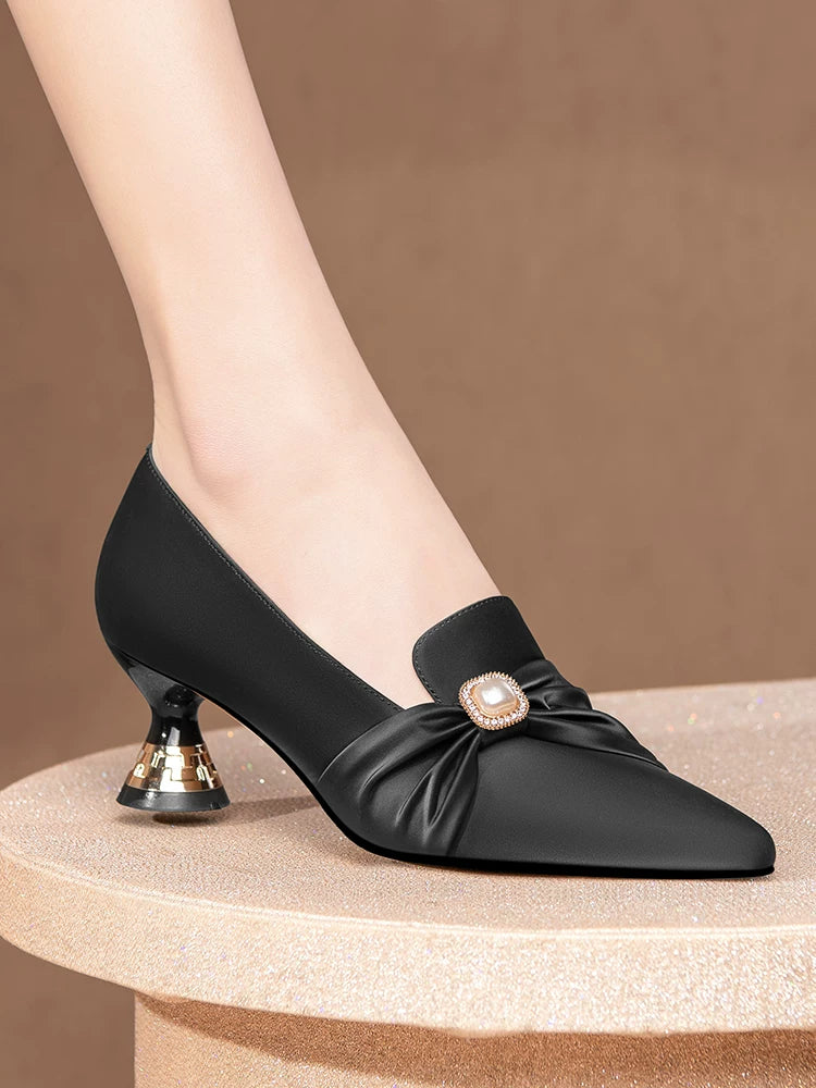Leather Pointed Toe Pumps for Women