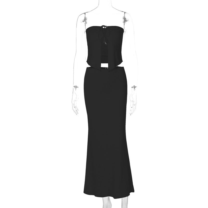 Women's Summer Slim-Fit Bodycon Maxi Two-Piece Set for Office Workwear Wedding Guest Business Casual Travel Weekend At Home