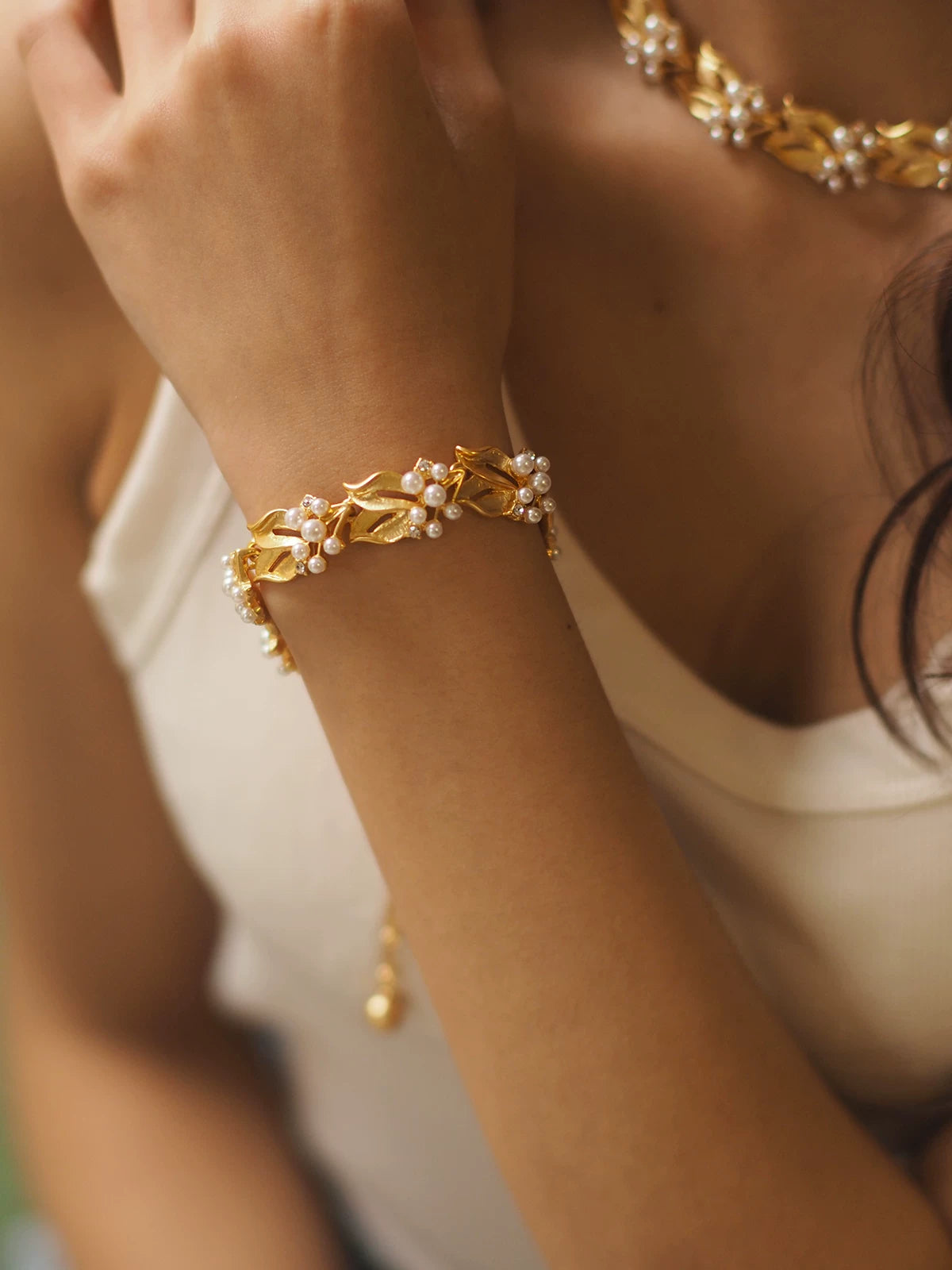 Pearl retro cuff bracelet by Yoshan