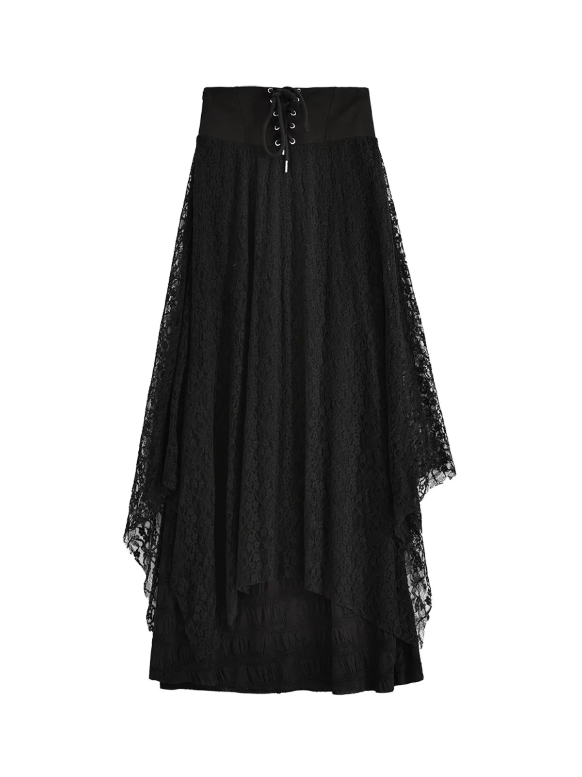 Women's Black Lace A-line High-waist Maxi Slim-fit Skirt for Summer Outfits Office Weekend Slimming Everyday Date Night