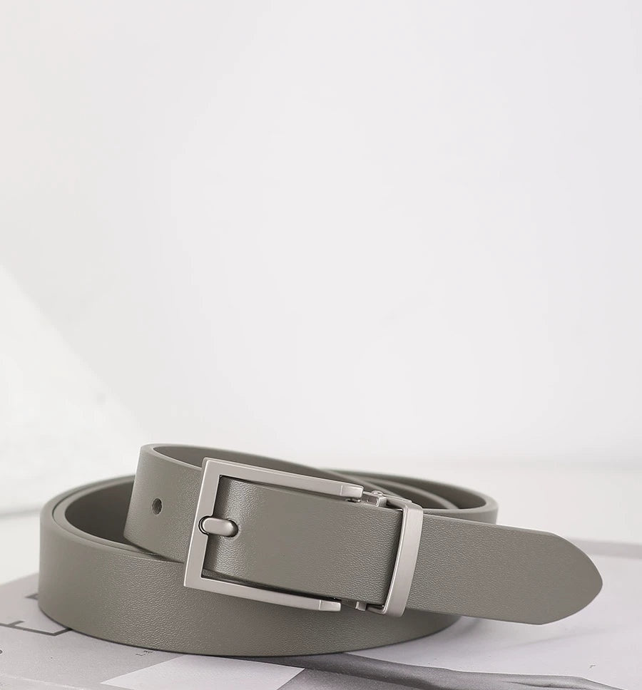 Women's Minimalist Commute Grey Office Leather Workwear Waist Belt for Date Night Gift Party Premium Designer Everyday Vacation
