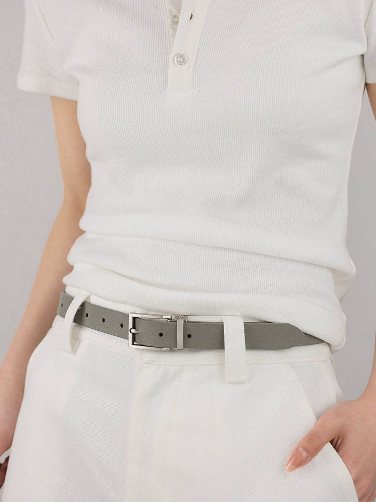 Women's Minimalist Commute Grey Office Leather Workwear Waist Belt for Date Night Gift Party Premium Designer Everyday Vacation