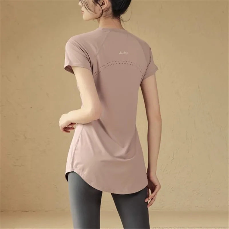 Women's Slim-fit Longline Midi Cropped Yoga Top Stretch Training Gym Top Leggings for Date Night Travel Everyday Slimming Weekend Holiday Party