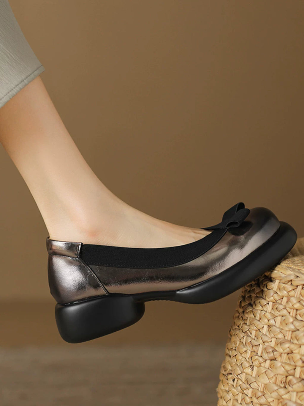 Chunky Sole Leather British-style Oxfords for Women