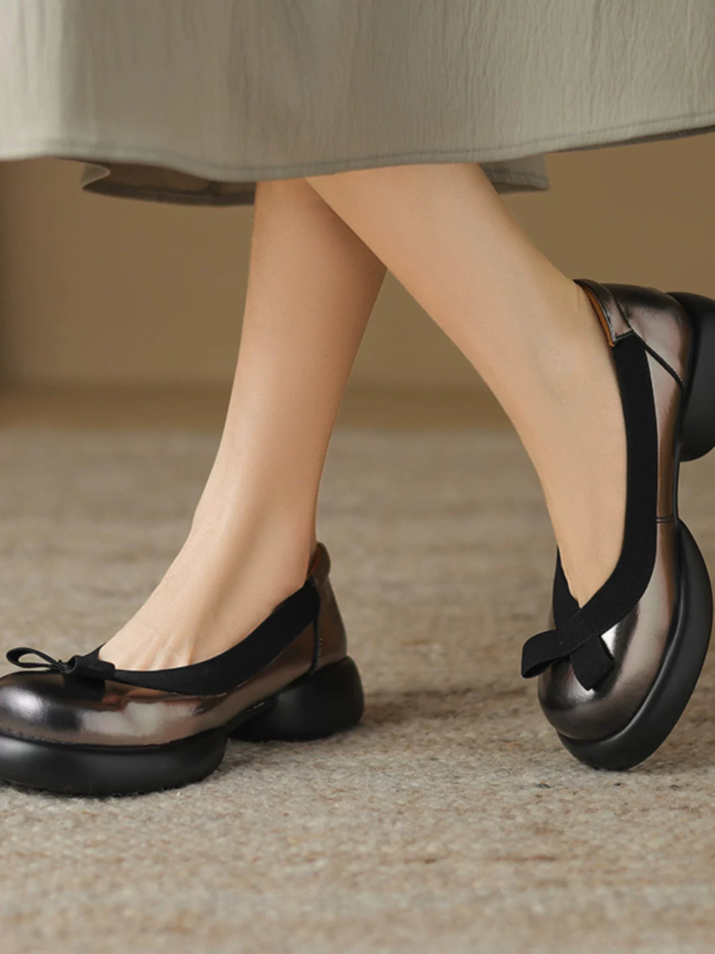 Chunky Sole Leather British-style Oxfords for Women
