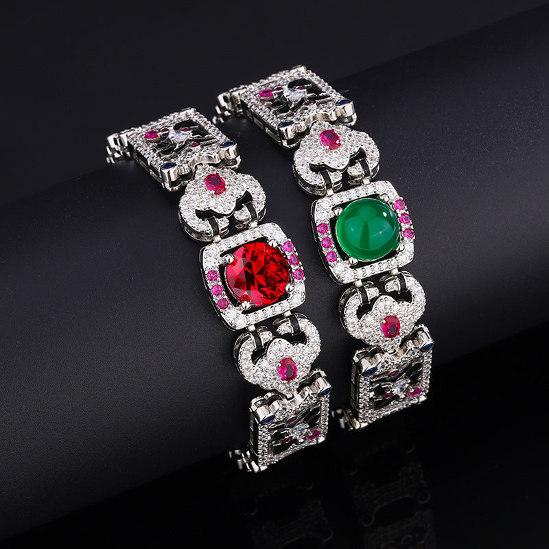 Cubic zirconia cuff bracelet by Yoshan, detail view 2