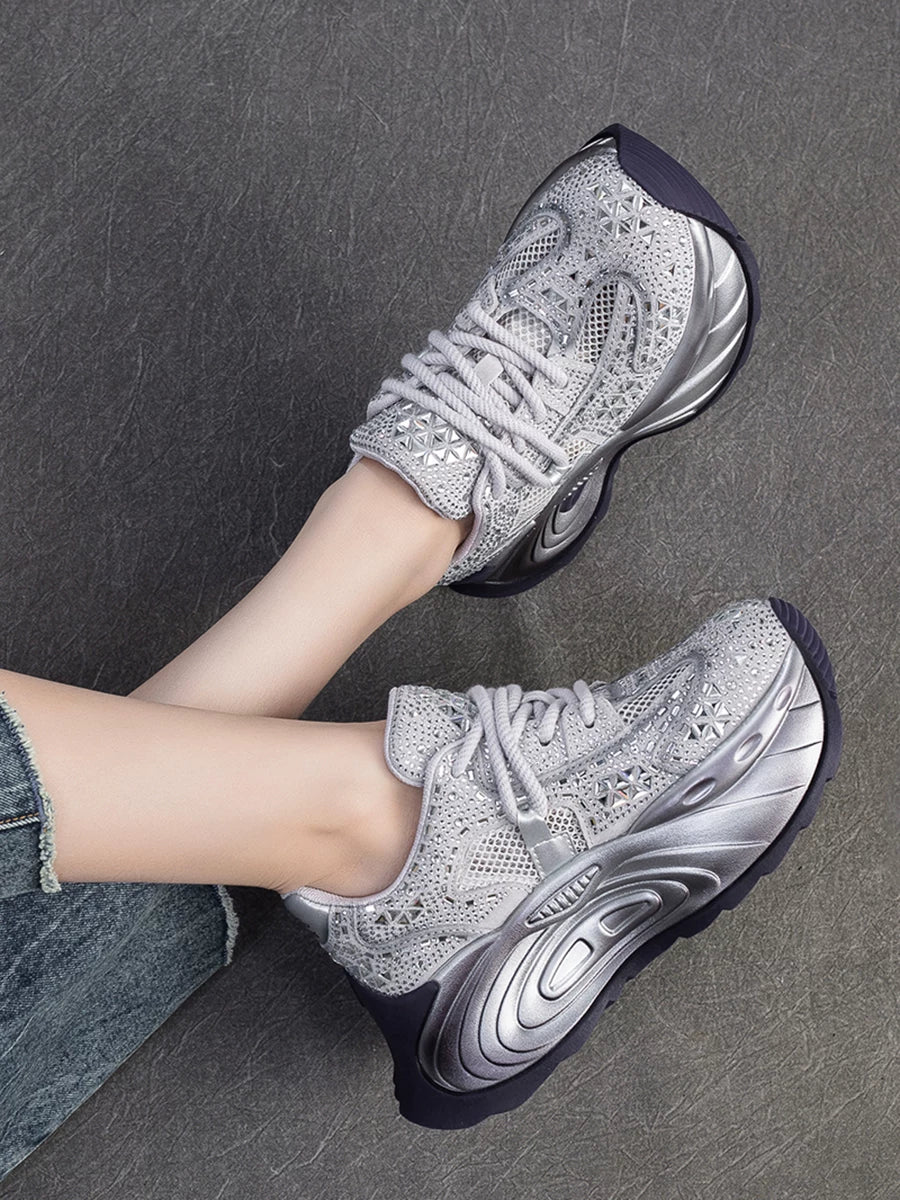 Chunky Sole Breathable Mesh Dad Sneakers for Women
